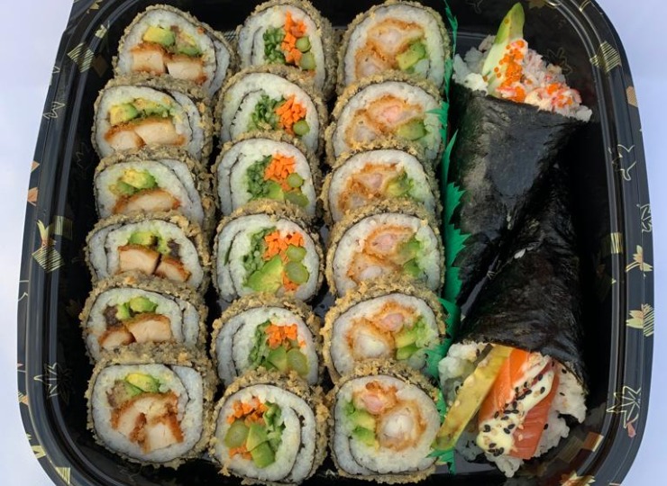 platter of assorted sushi