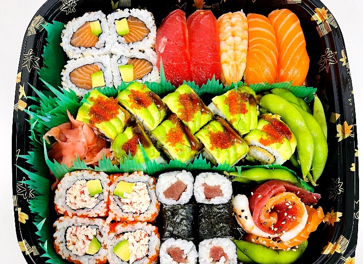 platter of assorted sushi